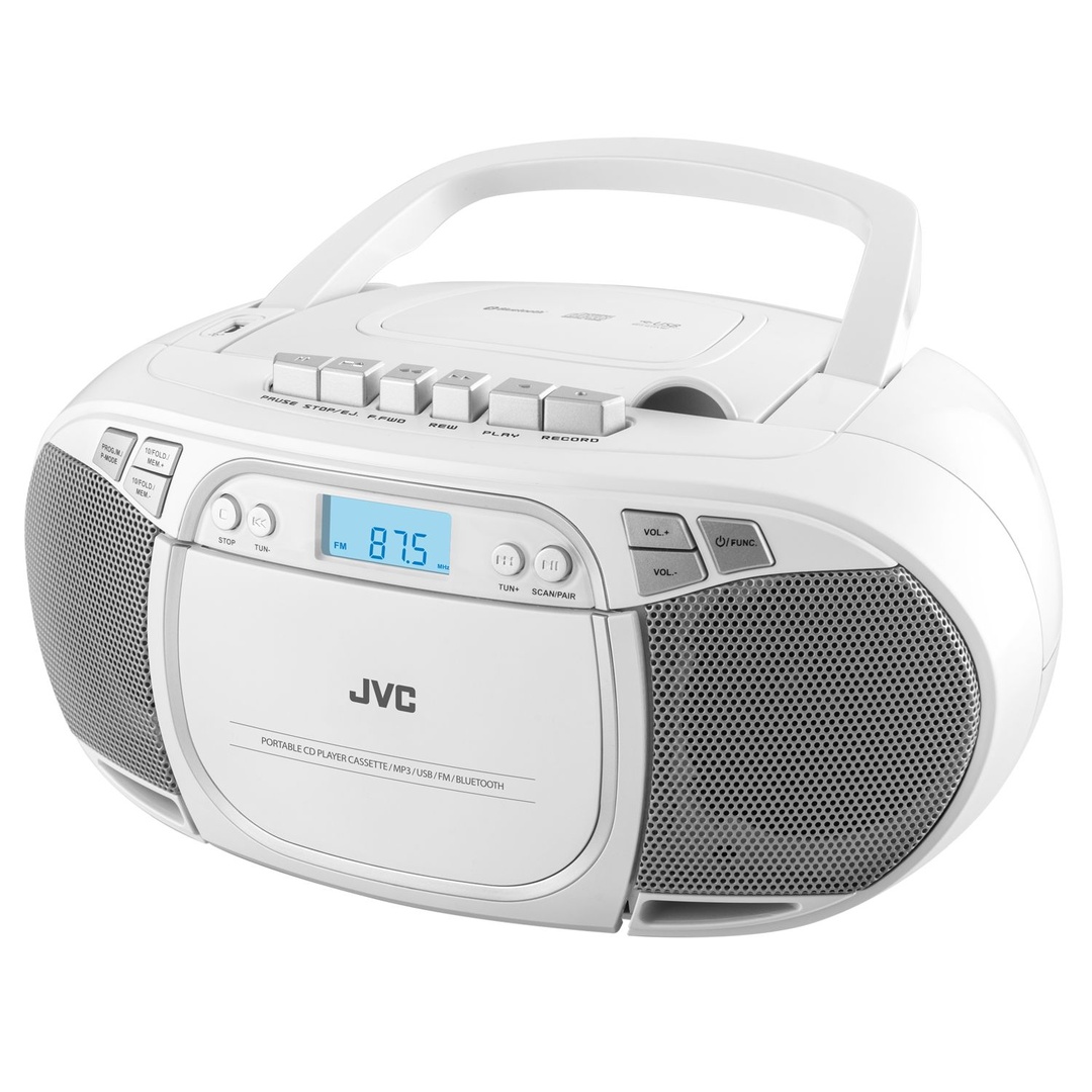 Radio cu casetofon si player CD JVC RC-E451B, 2 x 1.6 W RMS, FM, Bluetooth, USB, MP3, AUX IN, negru