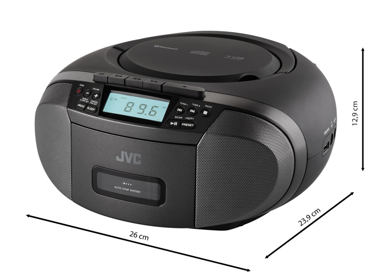 Internet radio JVC RA-E814B, 5W RMS, tuner DAB+/FM, Bluetooth, ecran color 2,4 inch, negru