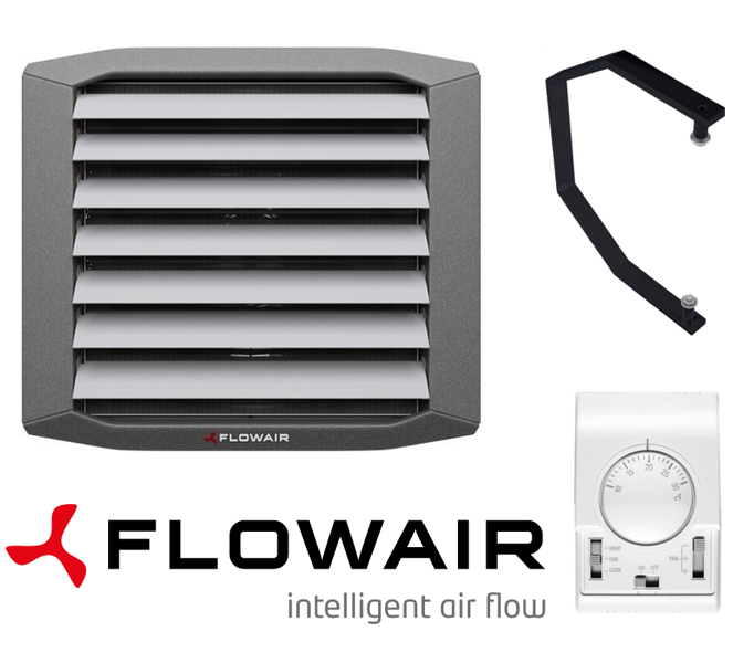 Aeroterma pe agent termic FLOWAIR LEO S2 - putere incalzire 2.1 - 26.5 kW cu suport si termostat inclus (51949)