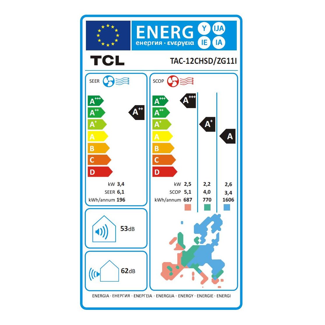 Aparat de aer conditionat TCL SaveIN 12000 BTU, A++, AI Energy Saving, Purificare avansata cu Ioni Bipolari, Jet de aer 4D, WiFi, Mod Hotel, cu kit de instalare (TAC-12CHSD/ZG11I)