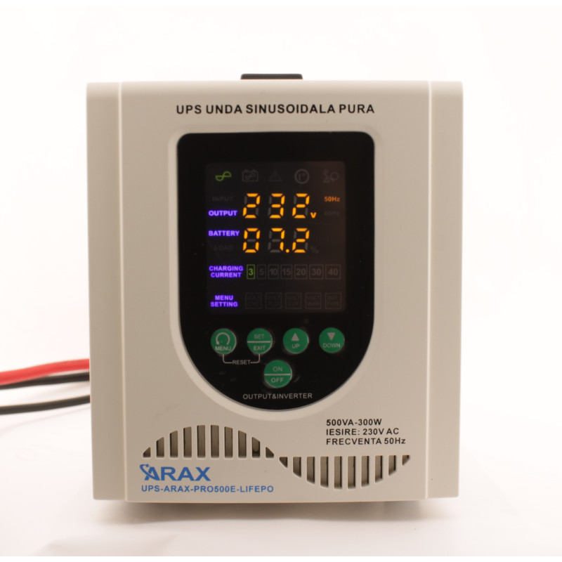 UPS Centrala termica sinus PRO 500E 350W, sinus pur, acumulator extern , Compatibil LiFePo4 (UPS-ARAX-PRO500E-LIFEPO4)