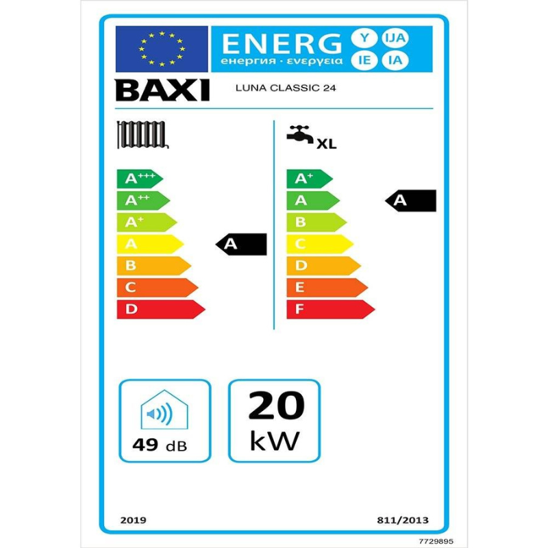 Centrala termica pe gaz in condensare Baxi Luna Classic 24 INT-B - 24 kw, incalzire + ACM, kit evacuare inclus. 3 ani garantie (A7796020)