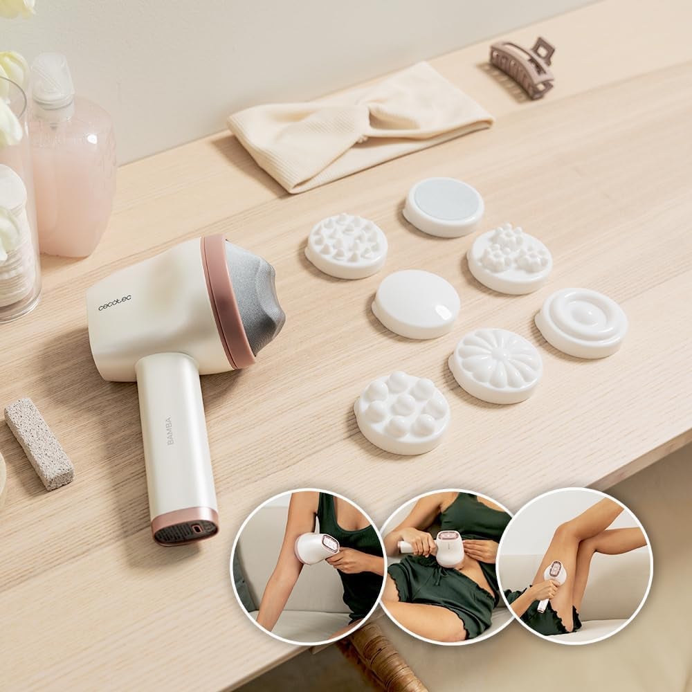 Aparat de masaj profesional corporal anticelulitic Cecotec SkinCare Push, 8 capete de masaj, 5 moduri, 6 niveluri de intensitate (04449)