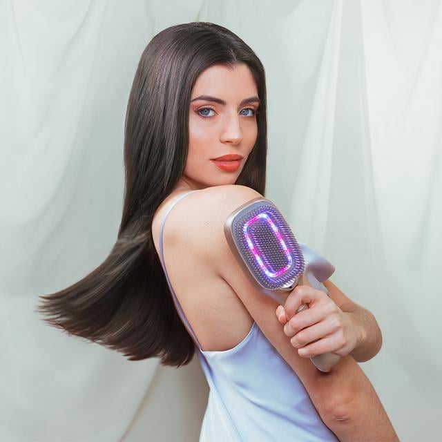 Perie Cecotec HairCare Revitalize Champagne, revitalizare si reparare par, 5 tehnologii: vibratii, ioni negativi, microcurenti EMS, laser de putere redusa (LLLT), lumina LED rosie si albastra (A01_EU01 _100152)