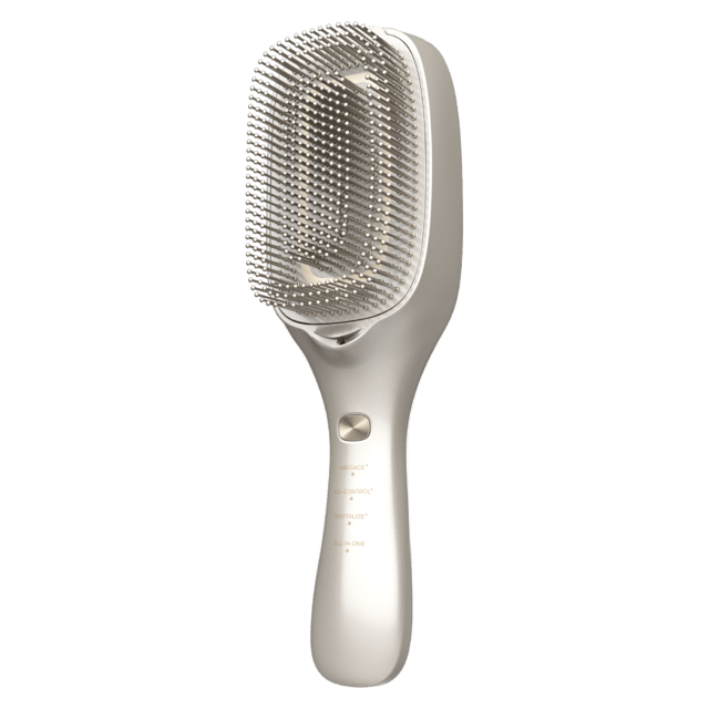 Perie Cecotec HairCare Revitalize Champagne, revitalizare si reparare par, 5 tehnologii: vibratii, ioni negativi, microcurenti EMS, laser de putere redusa (LLLT), lumina LED rosie si albastra (A01_EU01 _100152)