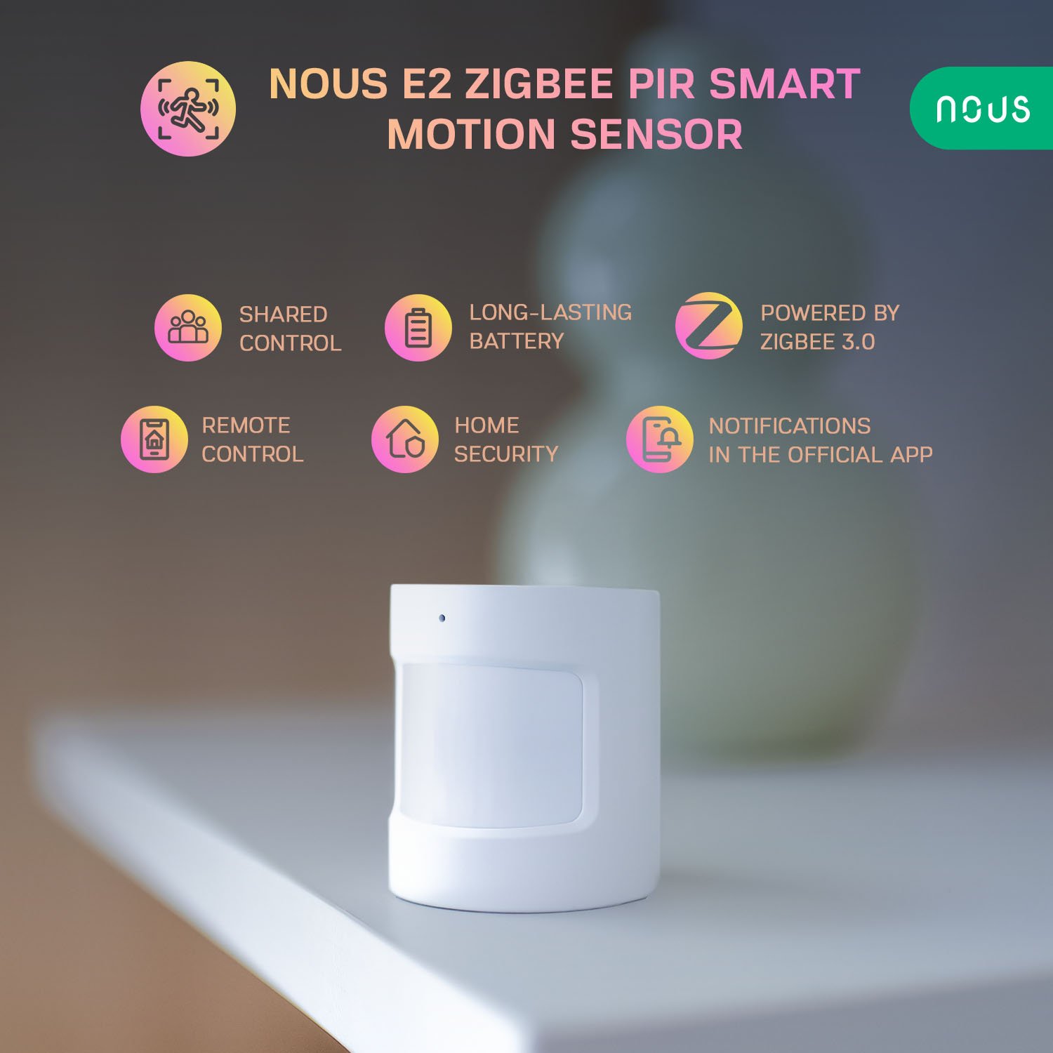 Senzor Smart de Miscare PIR NOUS E2, ZigBee (E2)