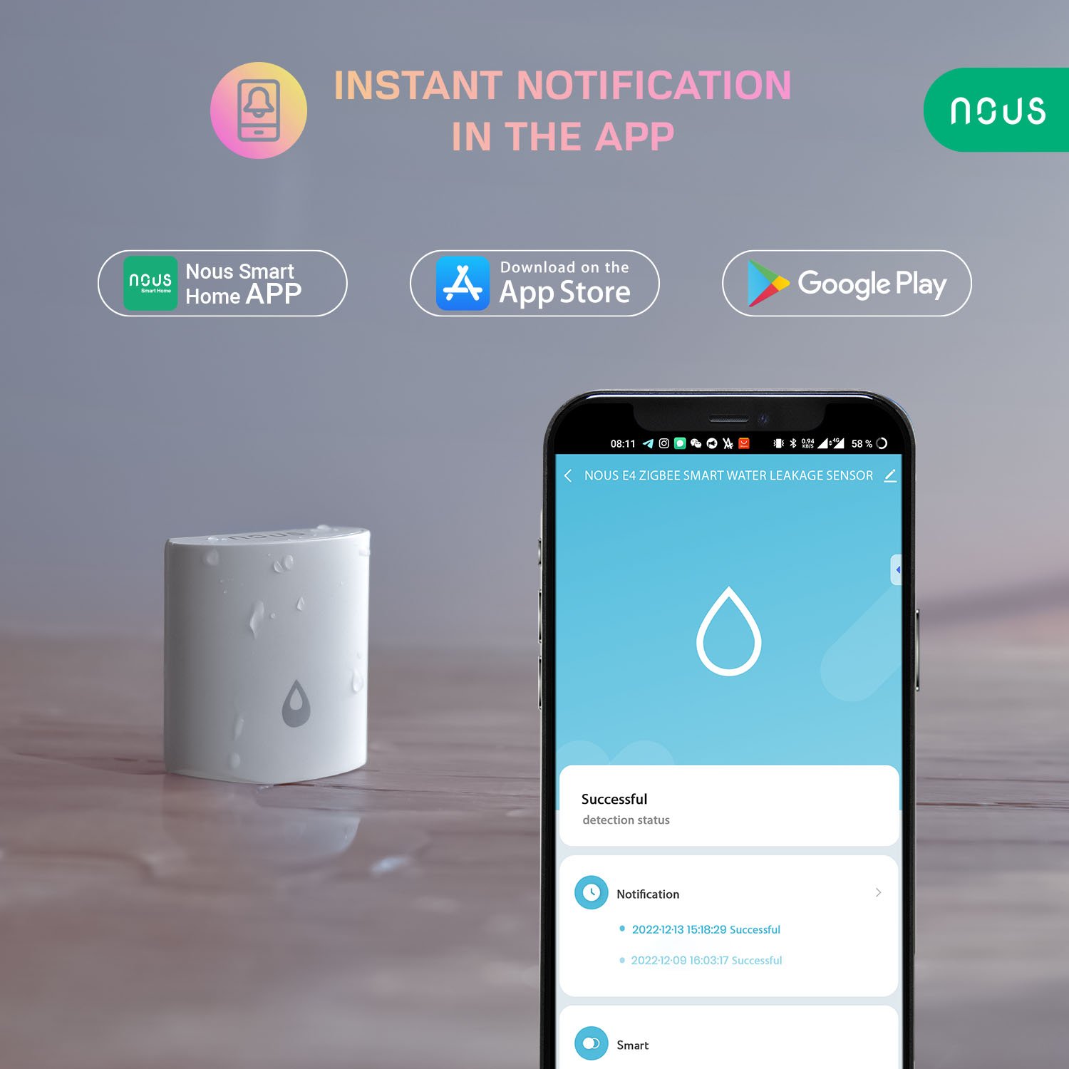 Senzor Smart detectie scurgeri de apa NOUS E4, ZigBee (E4)