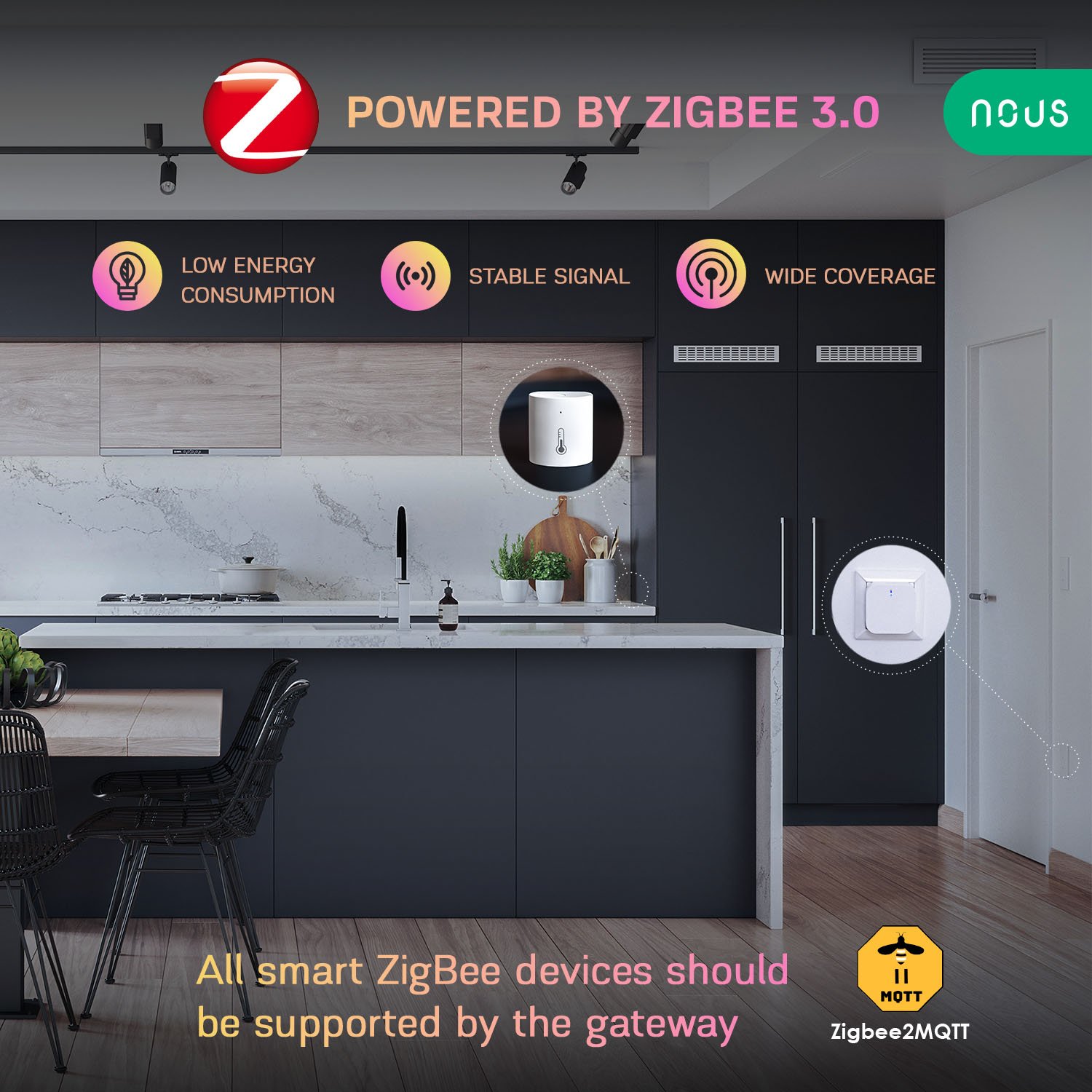 Senzor Smart de Temperatura si Umiditate NOUS E5, ZigBee (E5)