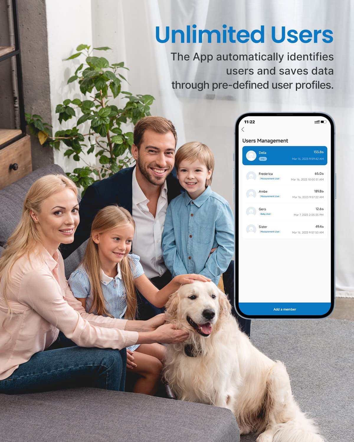 Cantar de baie Smart Renpho WBE28, Wifi, Bluetooth, Maxim 180Kg, 13 masuratori, BMI, Compatibil cu Samsung Health, Apple Health, Google Fit and Fitbit sync (PUK-ES-WBE28-BK)
