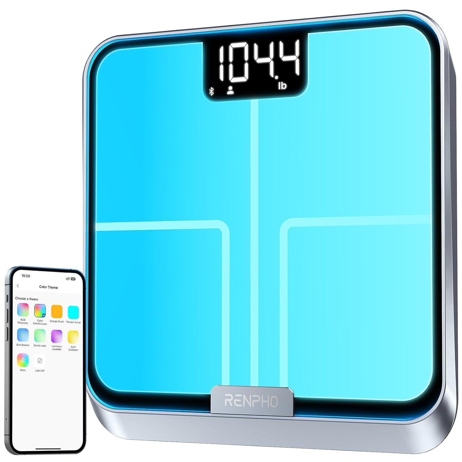 Cantar smart RENPHO R-A017 – Bluetooth, 13 masuratori corporale, LED display si lumini ambientale, cantar inteligent pentru corp 180 kg (R-A017)