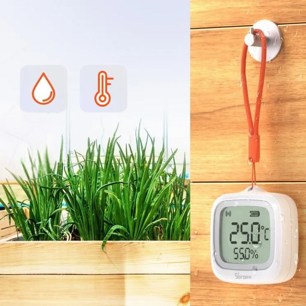 Senzor Temperatura si Umiditate SONOFF SNZB-02WD, Zigbee 3.0, IP65, cu Display LCD (SNZB-02WD)