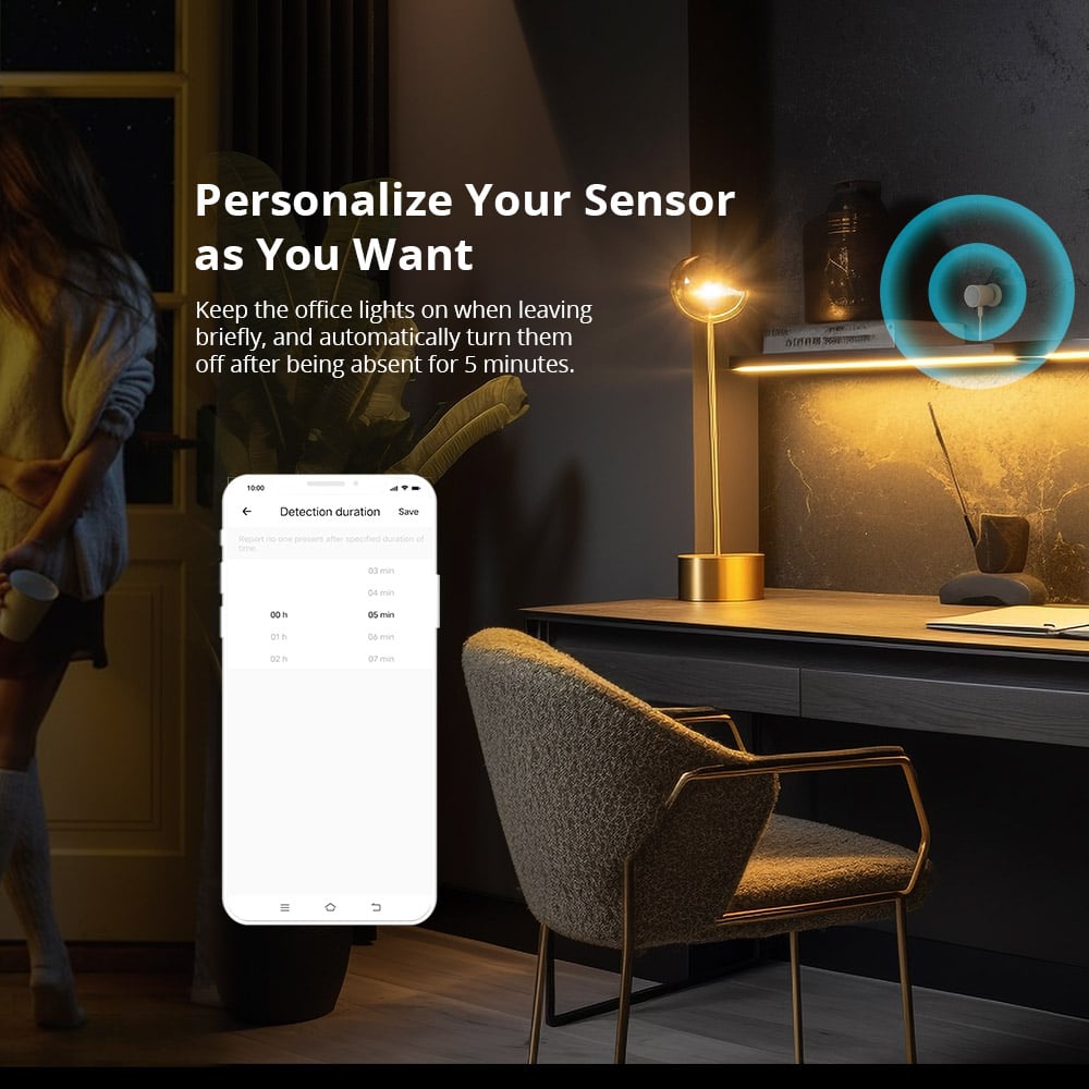 Senzor de prezenta umana Zigbee, Sonoff SNZB-06P, Zigbee 3.0 (SNZB-06P)