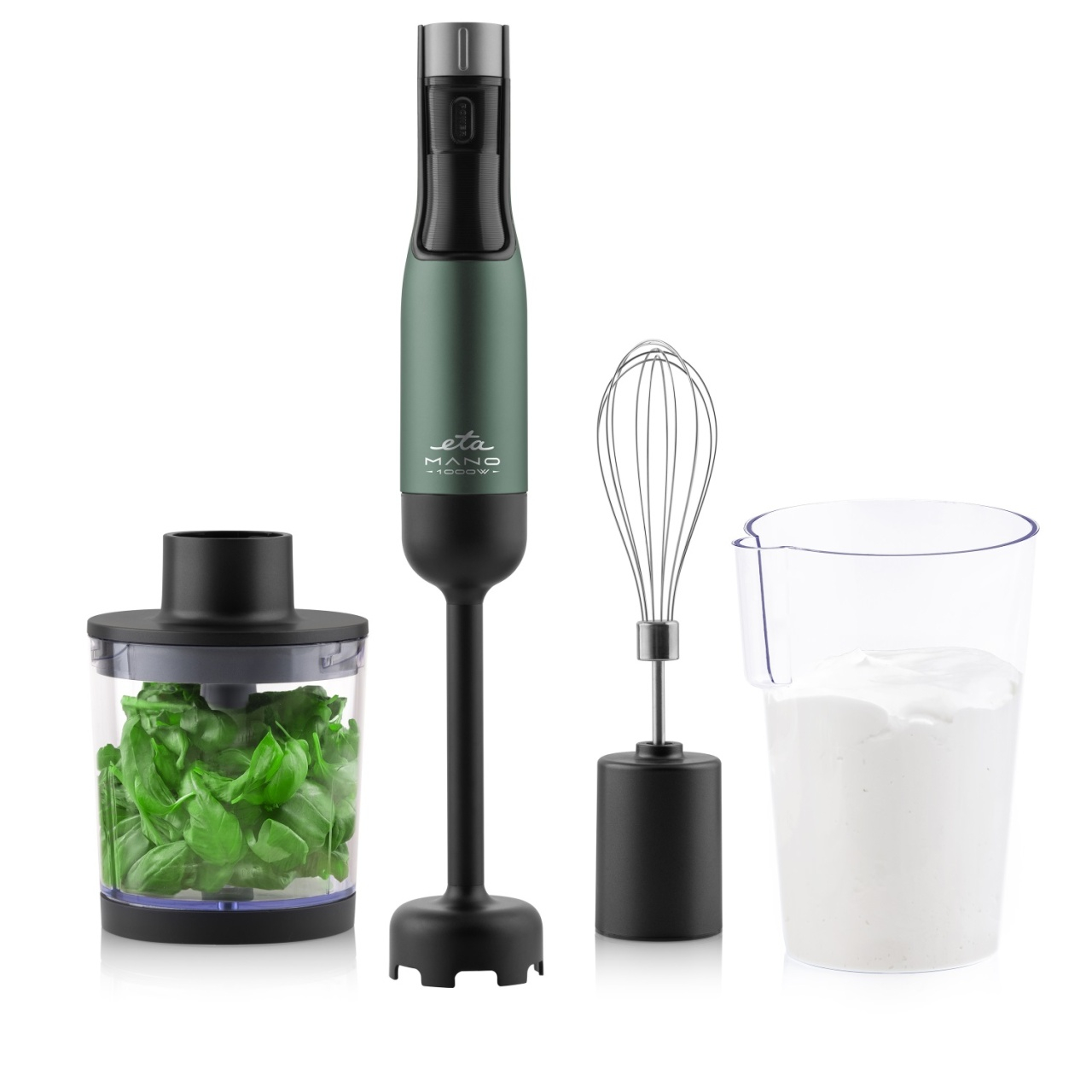 Blender de mana ETA Mano 3219 90030, 1000 W, 9 viteze, afisaj LCD, negru-verde