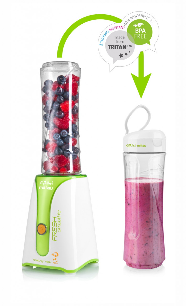 Blender Smoothie maker GALLET MILLAU MS590, 350 W, bol 600 ml BPA free, alb cu verde