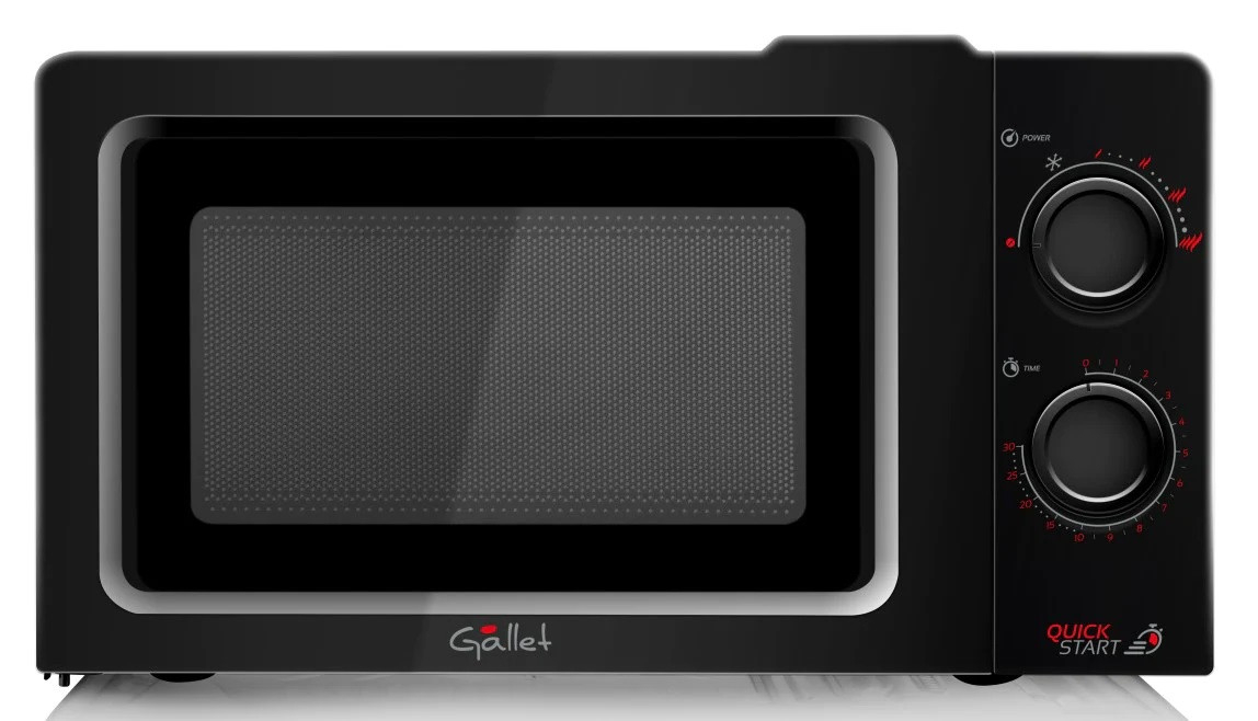 Cuptor cu microunde Gallet FMOM 205B negru, 700 W, 20 litri, 6 niveluri de putere, timer