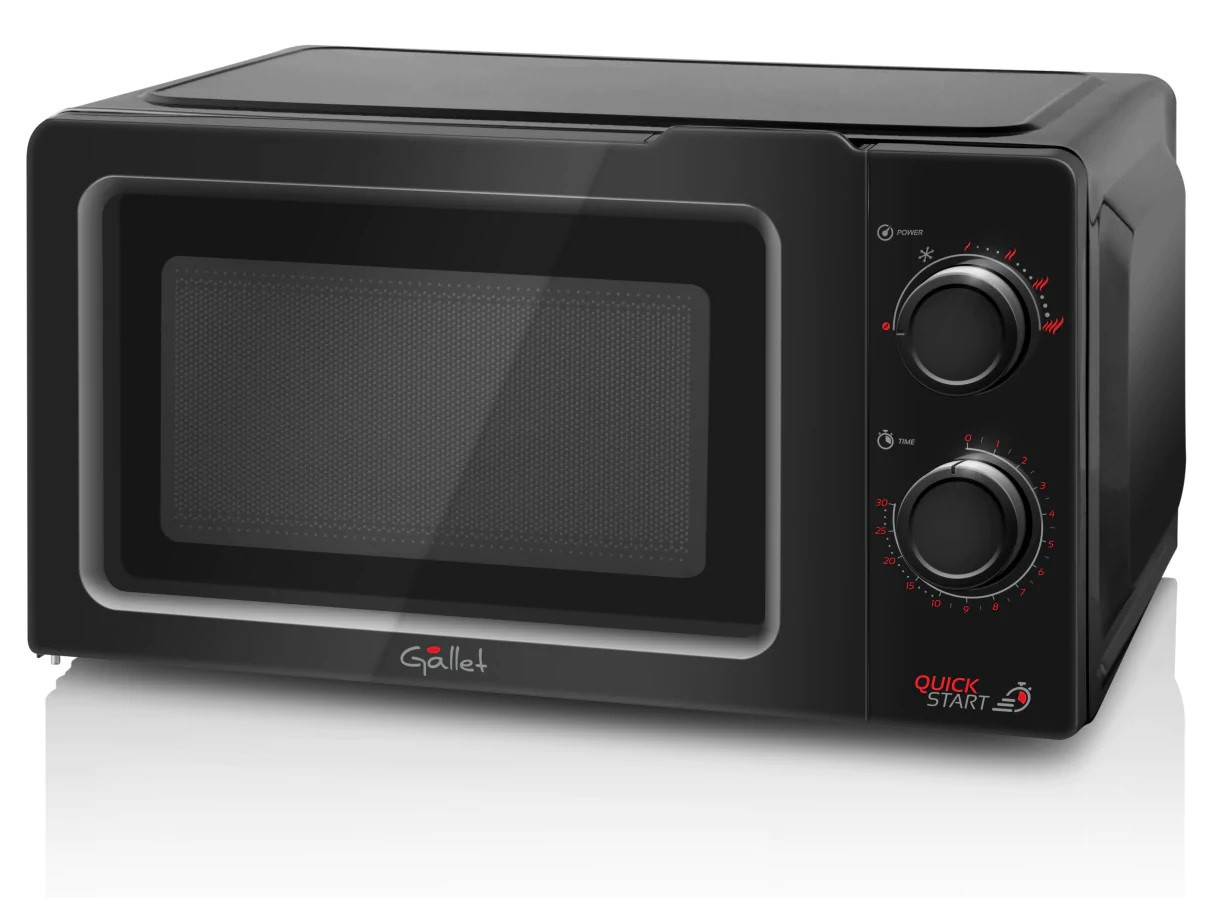 Cuptor cu microunde Gallet FMOM 205B negru, 700 W, 20 litri, 6 niveluri de putere, timer