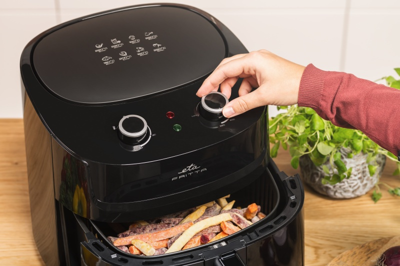 Friteuza cu aer cald ETA Fritta 2168 90000, 7.2 litri, 1800 W, 160-220 °C, 8 programe, negru