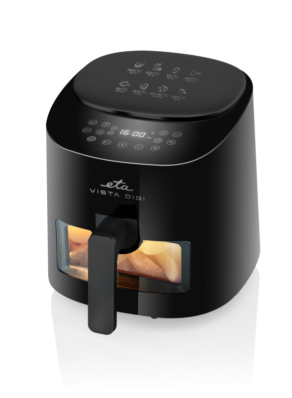Friteuza cu aer cald ETA Vista Digi 1168 90000, 1300W, 4.3 litri, 8 programe, 40-220 °C, negru