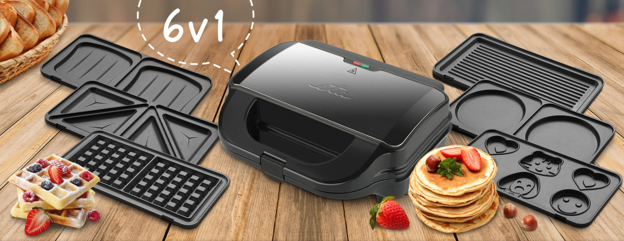 Sandwich-maker 6 in 1, ETA Sorento Plus 5151, 900 W, otel inoxidabil, 6 tipuri de placi detasabile