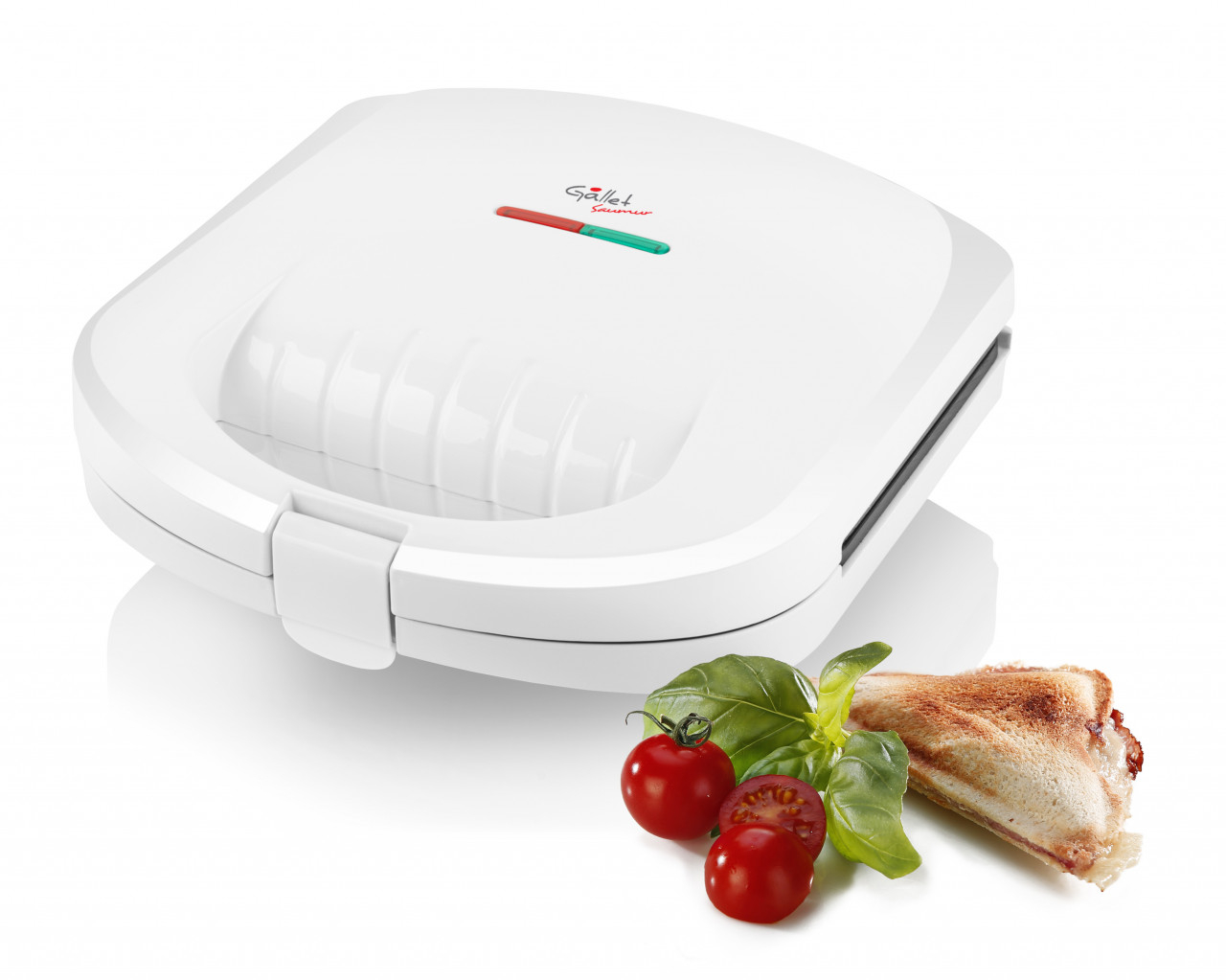 Sandwich maker GALLET SAUMUR CRO625, 800 W, 4 sandwich-uri triunghiulare, alb
