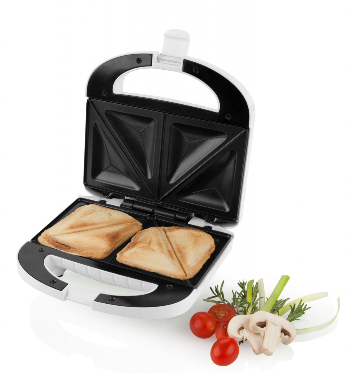Sandwich maker GALLET SAUMUR CRO625, 800 W, 4 sandwich-uri triunghiulare, alb
