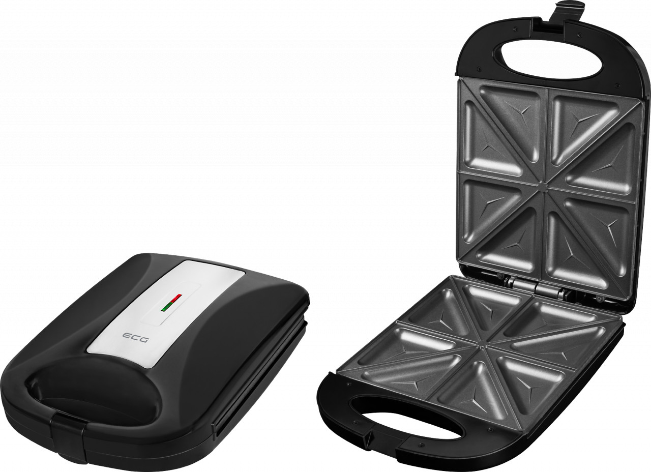 Sandwich maker XXL ECG S 4232 Family Black, 1200 W, 8 sandvisuri triunghiulare simultan
