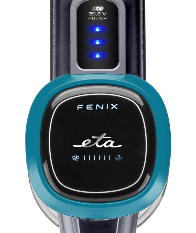 Aspirator vertical 2 in 1 ETA Fenix 1233 90000, baterie Li-Ion 25.2 V / 2200 mAh, recipient 0.6 l, gri cu albastru