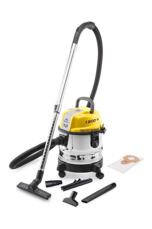 Aspirator multifunctional ETA Fachmann 4211 90000, 1200W, 15 litri, aspirare uscata si umeda, functie de suflare, negru/galben