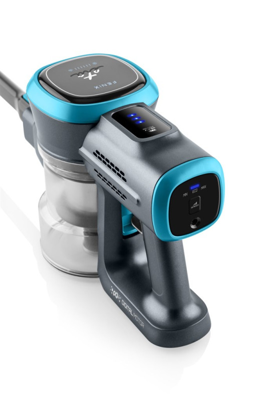 Aspirator vertical 2 in 1 ETA Fenix 1233 90000, baterie Li-Ion 25.2 V / 2200 mAh, recipient 0.6 l, gri cu albastru