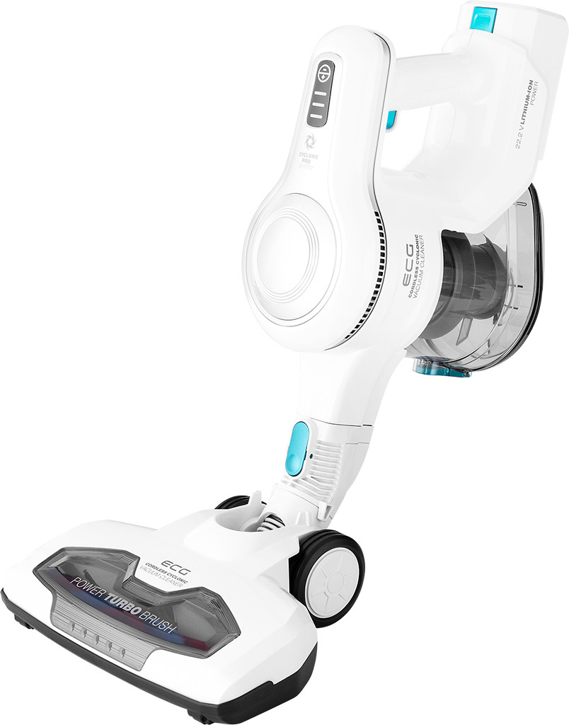 Aspirator vertical portabil 2in1 ECG VT 3620 Jean, 130 W, baterie Li-Ion 22.2 V, recipient 1.2 L, alb cu albastru