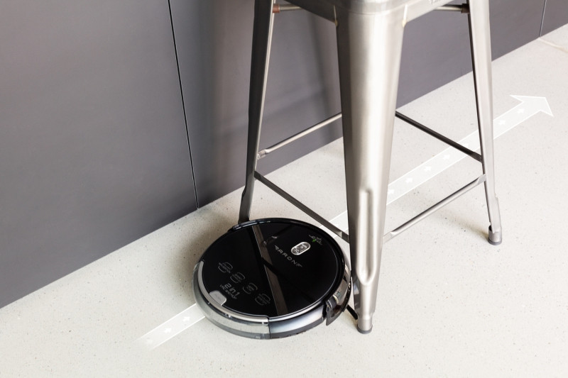 Robot aspirator cu mop ETA Aron 2512 90000, Wi-Fi, baterie Li-Ion 14.4 V, 300 ml, autoincarcare, navigare giroscopica, negru