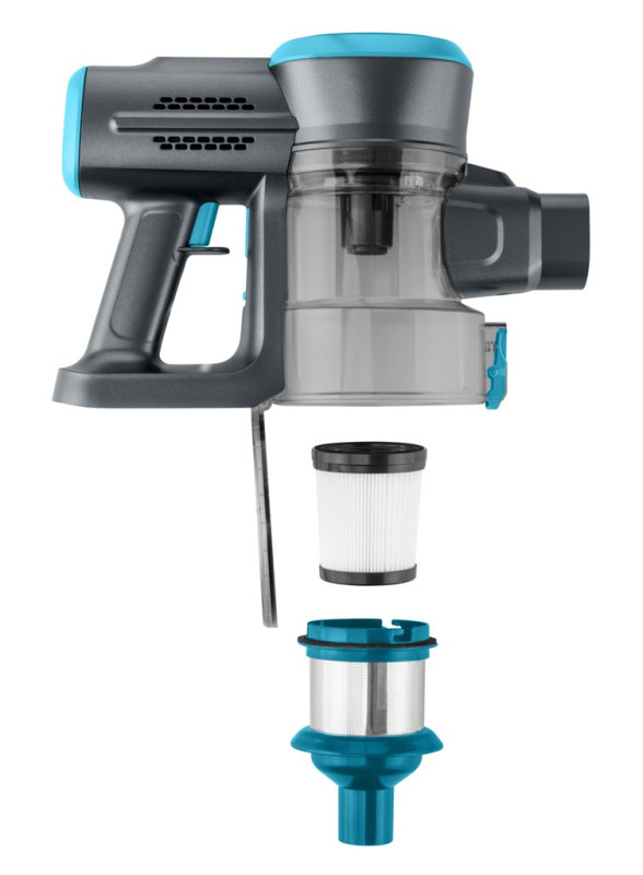 Aspirator vertical 2 in 1 ETA Fenix 1233 90000, baterie Li-Ion 25.2 V / 2200 mAh, recipient 0.6 l, gri cu albastru