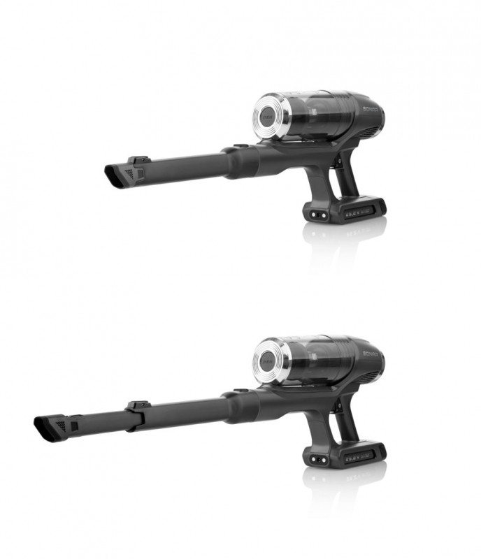 Aspirator vertical 2 in 1 ETA Sonar 2232 90000, baterie Li-Ion 25.2 V, 0.5 litri, 2 filtre HEPA, 3 niveluri de putere, imbinare flexibila, gri