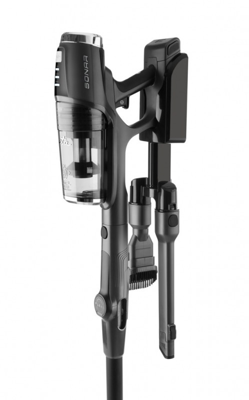 Aspirator vertical 2 in 1 ETA Sonar 2232 90000, baterie Li-Ion 25.2 V, 0.5 litri, 2 filtre HEPA, 3 niveluri de putere, imbinare flexibila, gri
