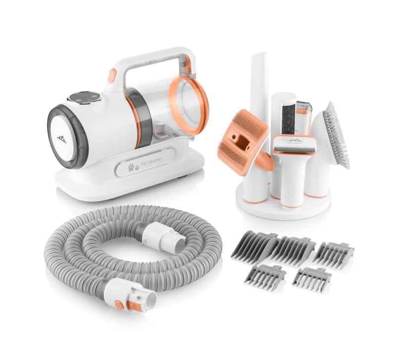 Aspirator 6 in 1 ETA Pet Master 4216 90000 pentru toaletarea animalelor de companie, silentios, alb/portocaliu