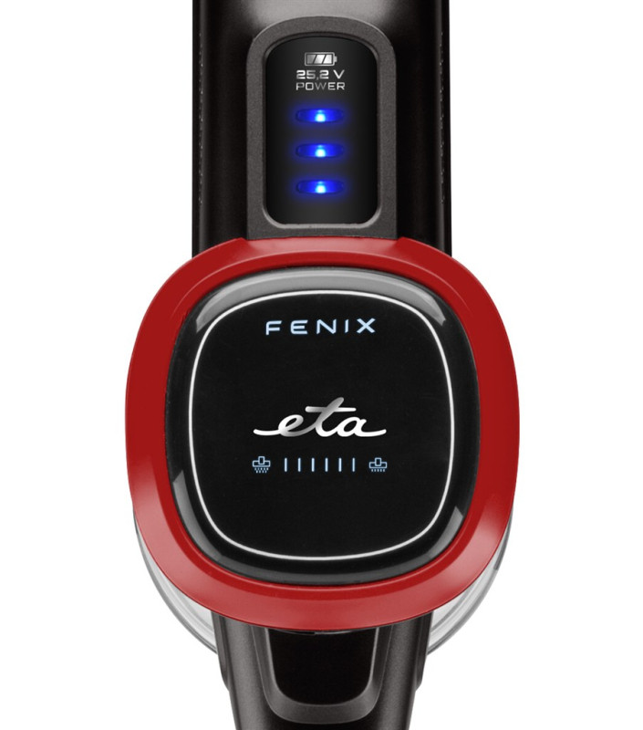 Aspirator vertical 2 in 1 ETA Fenix 2233 90000, baterie Li-Ion 25.2 V / 2200 mAh, recipient 0.6 l, gri cu rosu