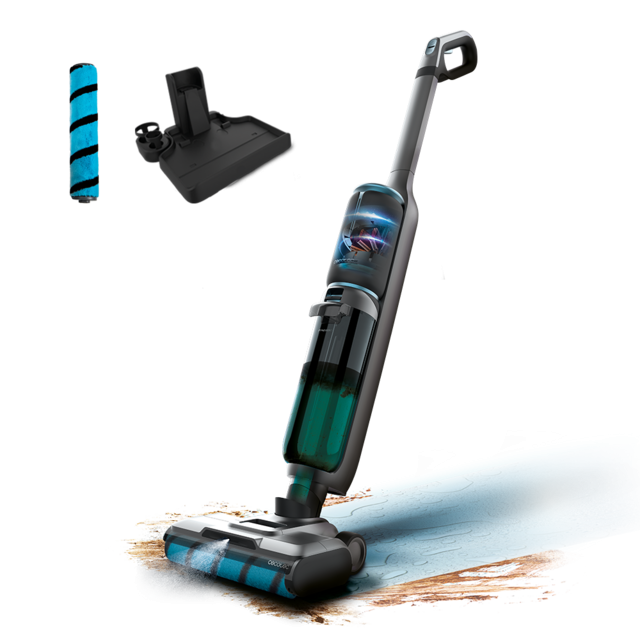 Aspirator vertical cu functie mop Cecotec FreeGo Wash&Vacuum Spray, 250W, Autonomie 30minute, 2 rezervoare, Baza cu autocuratare (05852)