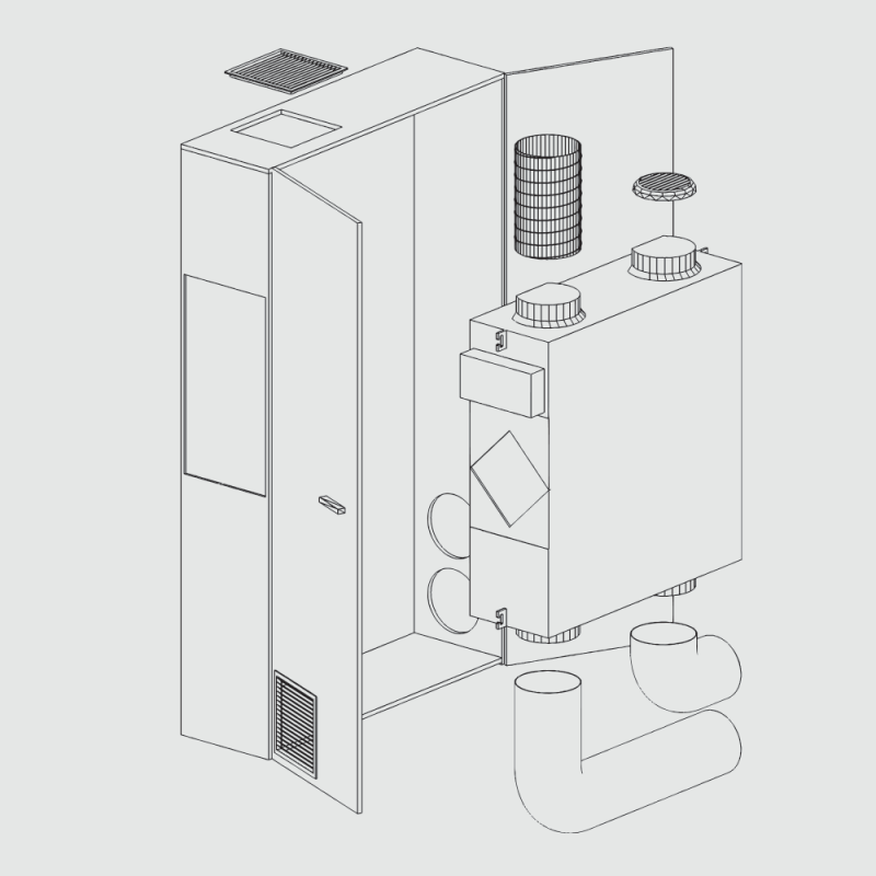 HELTY FLOW M800 STEEL – MONTAJ PERETE, TIP DULAP LEMN ( 800 mc/h) (1VMC01047-1VMC01048)