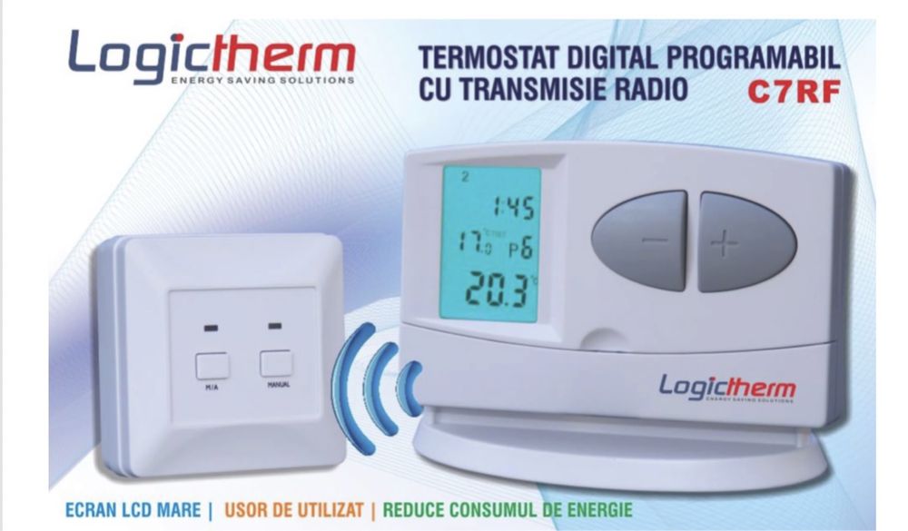 Termostat de ambient fara fir Logictherm C7RF programabil (WAT 130)