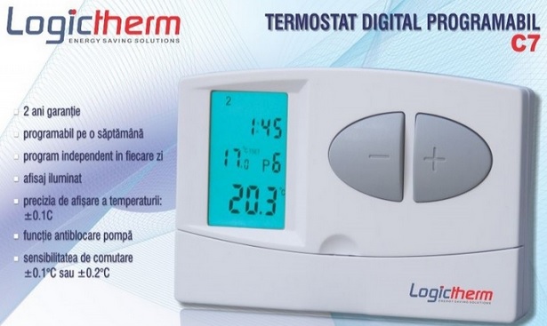 Termostat de ambient cu fir Logictherm C7 programabil (WAT 128)