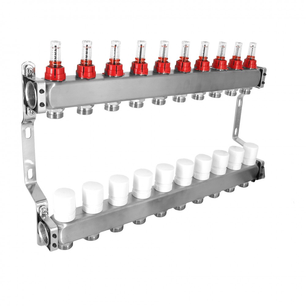 NEXTTERM NextLevel Colector / Distribuitor 10 circuite 1" CU DEBITMETRE 3/4" EUROCON