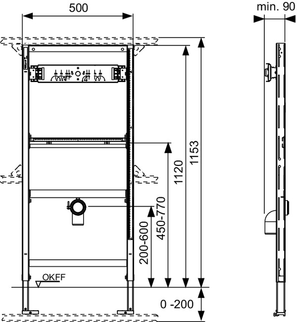 TECE Modul urinal TECEprofil fara supapa de spalare, H 1120 mm (9320010)