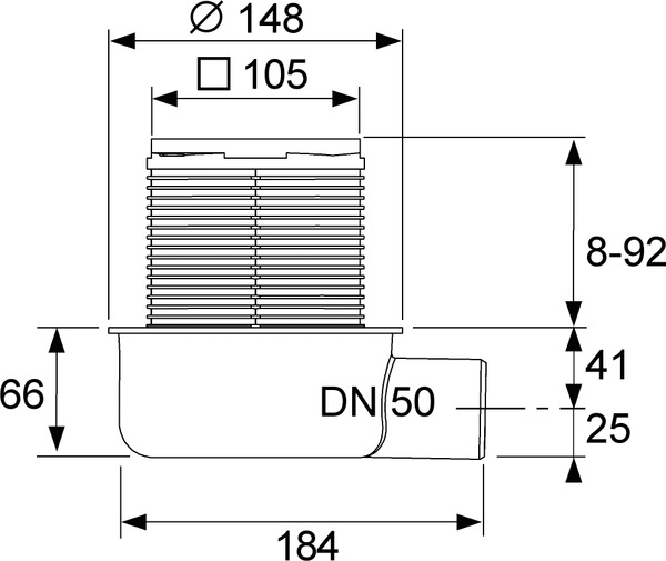 TECE Sifon complet extraplat TECEdrainpointS, ev, laterala DN50 (3601050)