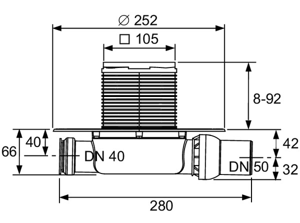TECE Sifon complet extraplat TECEdrainpointS, ev, laterala DN 50 (3601100)