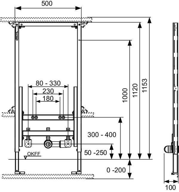 TECE Modul bideu TECEprofil, H 1120 mm (9330000)