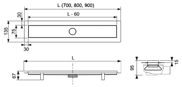 TECE Pachet Rigola Dus Linus Base, 700 mm (15100070)