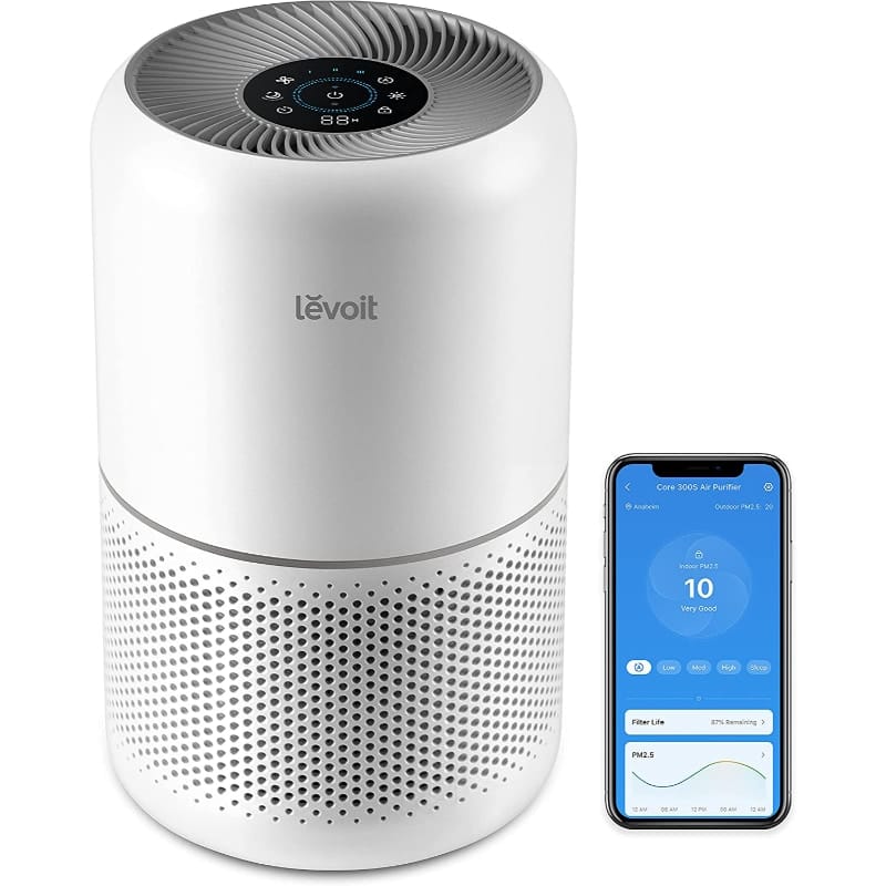 Purificator de aer Smart Levoit Core 300S Wi-Fi, Filtru 3 in 1 True HEPA, Carbon Activ, Senzor Calitate Aer, Mod Auto, Alexa, Google Home, Panou Comanda Touch Screen, Control Remote, Alb (Core300S)