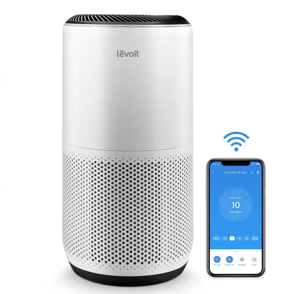 Purificator de aer Smart Levoit Core 400S Wi-Fi, Filtru 3 in 1 True HEPA, Carbon Activ, Senzor Calitate Aer, Mod Auto, Alexa, Google Home, Panou Comanda Touch Screen, Control Remote, Alb (Core400S)