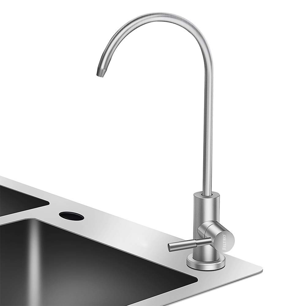 Baterie pentru sisteme de filtrare FILTRO Modern Satin, monocomanda cu pipa pivotanta 360°, cartus ceramic si conectare rapida 1/4 (6 mm), finisaj satinat