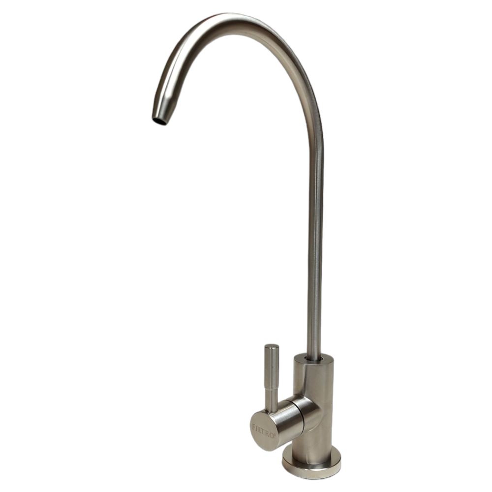 Baterie pentru sisteme de filtrare FILTRO Modern Satin, monocomanda cu pipa pivotanta 360°, cartus ceramic si conectare rapida 1/4 (6 mm), finisaj satinat